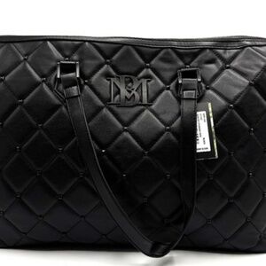 NWT Badgley Mischka Quilted Tote Bag With Crossbody Strap, Black